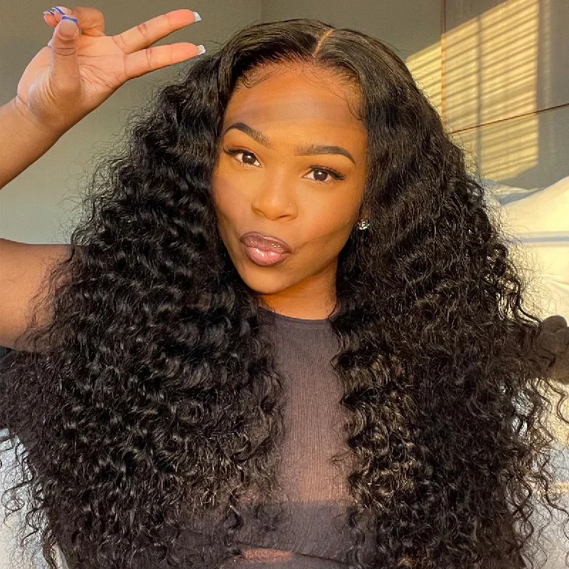 13x4 Standard Lace Frontal Wigs Deep Curly Hair Human Hair Wigs