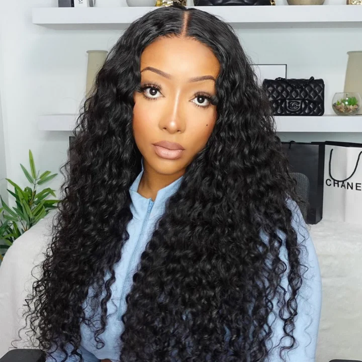 4x4/5x5  Lace Closure Wig Human Hair Wigs Deep Wave Wigs with Breathable Cap