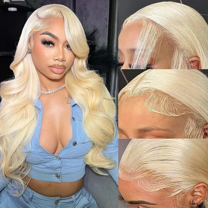 613 Blonde 13x4 Lace Glueless Body Wave Long Wig Easily Redyed Human Hair