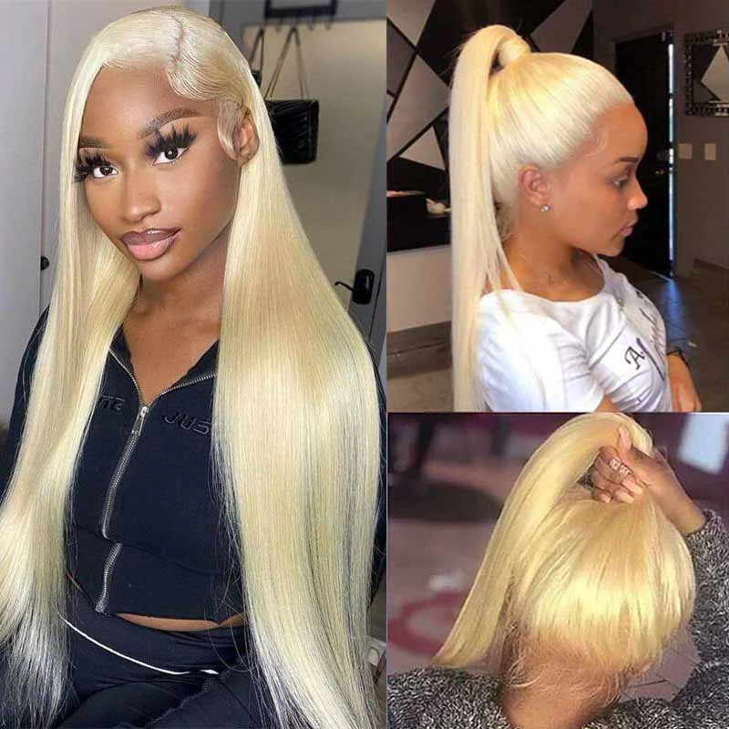 Alibonnie 613 Blonde 360 Transparent Lace Straight Wigs Human Hair Pre Plucked Hairline