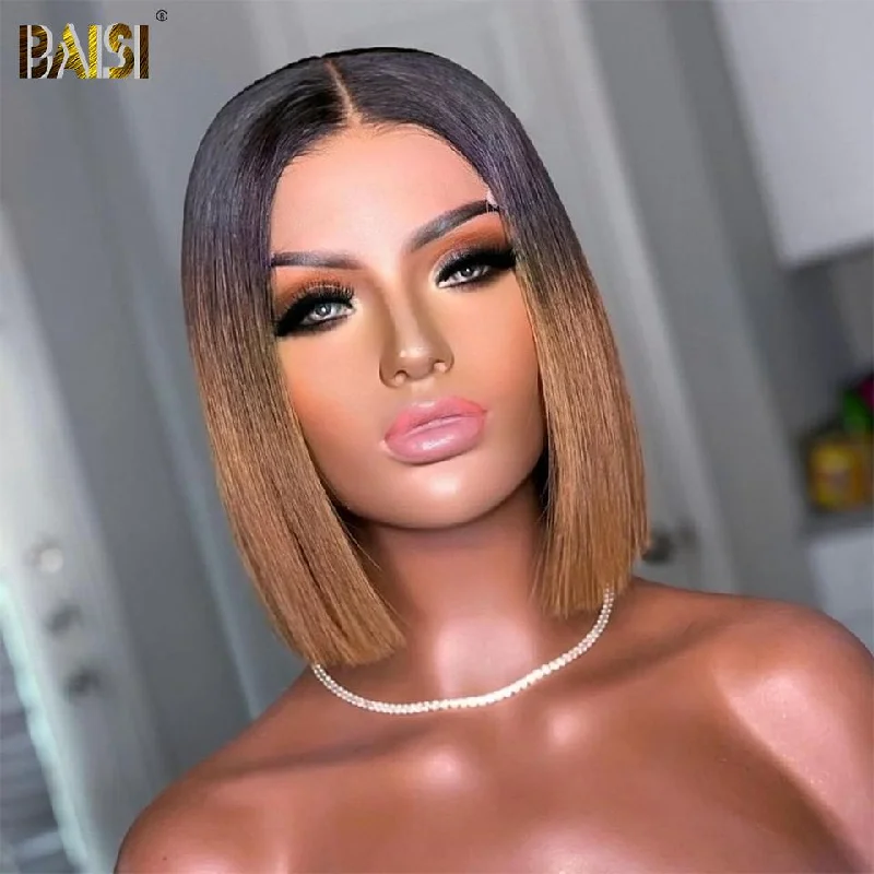 BAISI 1B/4/27# Straight Bob Wig Bleached Knots