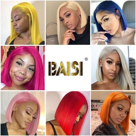 BAISI Color Bob Lace Wig Human Hair