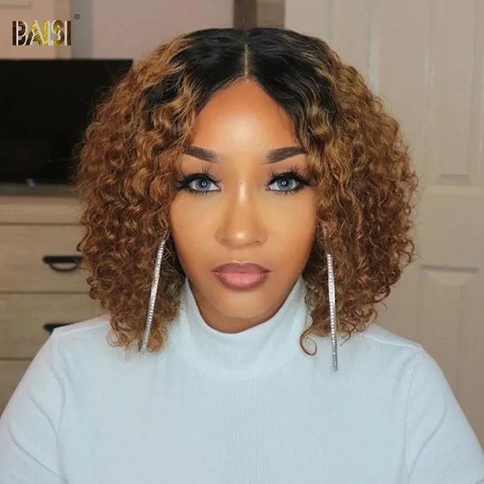 BAISI Color Bob Wig Wavy Hair Human Hair ( Shop by Look 3)  ON SALE