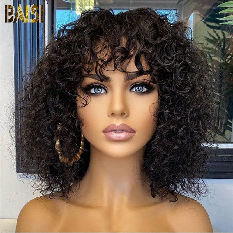 Baisi Machine Made Water Wave With Bang BoB Wig