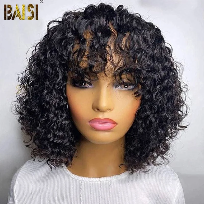 Baisi Machine Made Curly With Bang BoB Wig