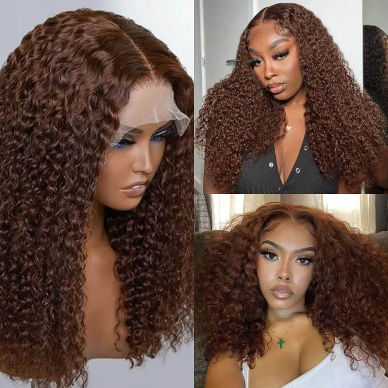 Bleached Knots #4 Chocolate Brown Jerry Curly Hair Wear & Go Glueless Wig 7x5/8x5 Pre Cut HD Lace Closure Wigs