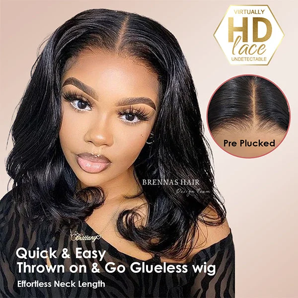 Wear And Go Wig  Short Wavy Wave Wig 4x4 Precut Glueless Lace Front Wigs Bob Wig