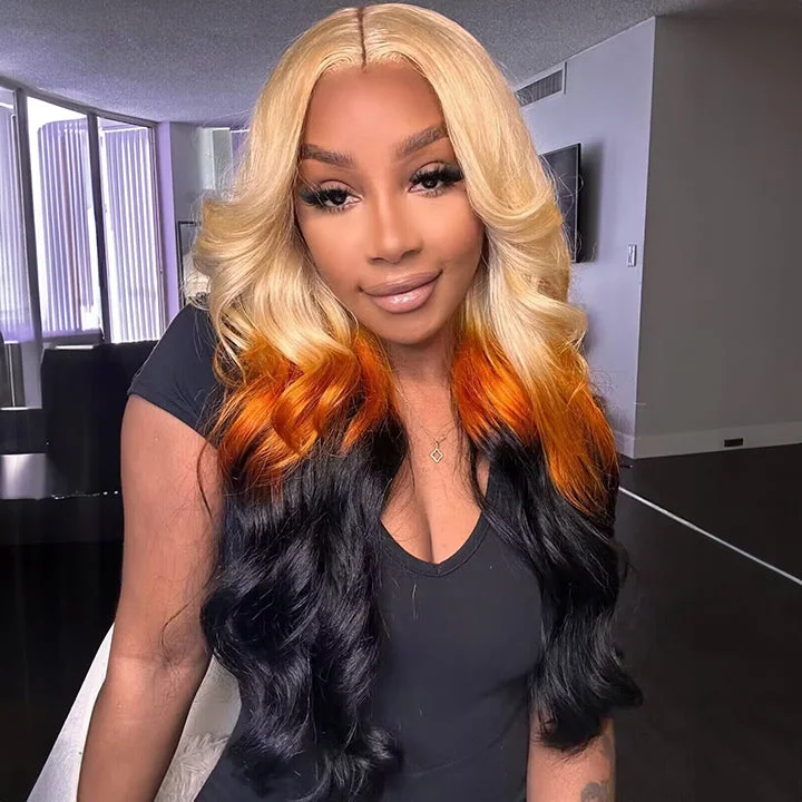 Body Wave Ombre #613 Blonde 3 Shades 13x4 Lace Wig Human Hair