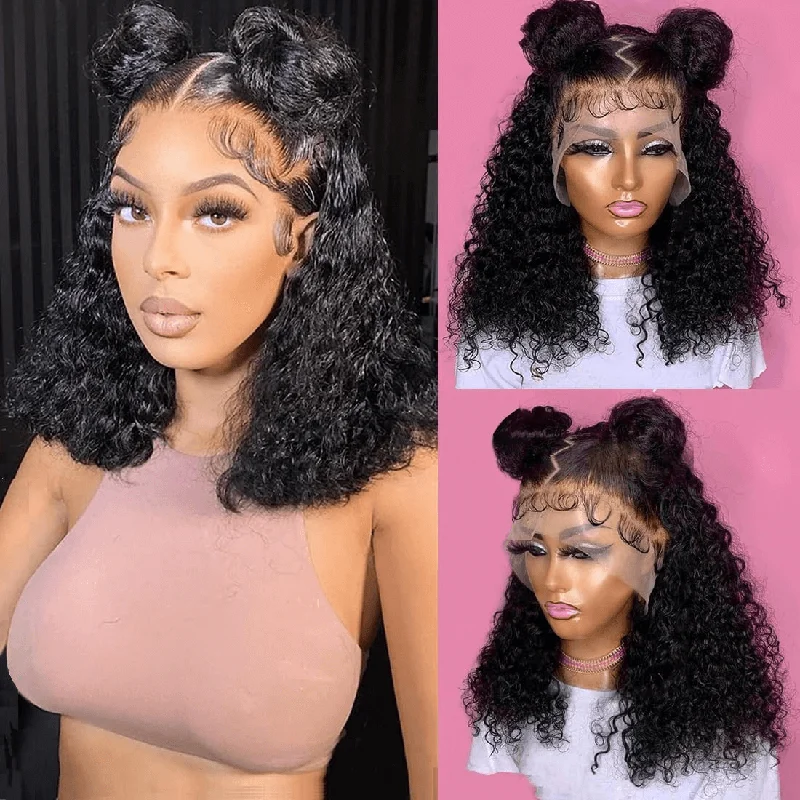 Brennas Hair Curly Full Lace Wig Human Hair Bob Wig Human Hair Full Lace Frontal Wig Curly Bob Wigs For Black Women Glueless Deep Curly Bob Wig Human Hair Pre Plucked