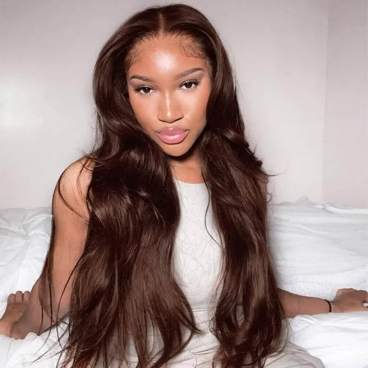 Dark Brown Colored Body Wave 13x5 Pre Everything Wigs Glueless Human Hair Wigs