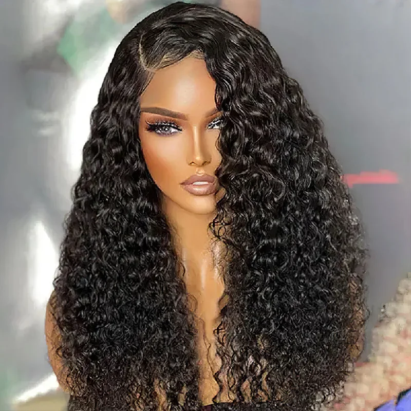 Glueless Water Wave Standard Lace Frontal Wigs Virgin Human Hair Wig