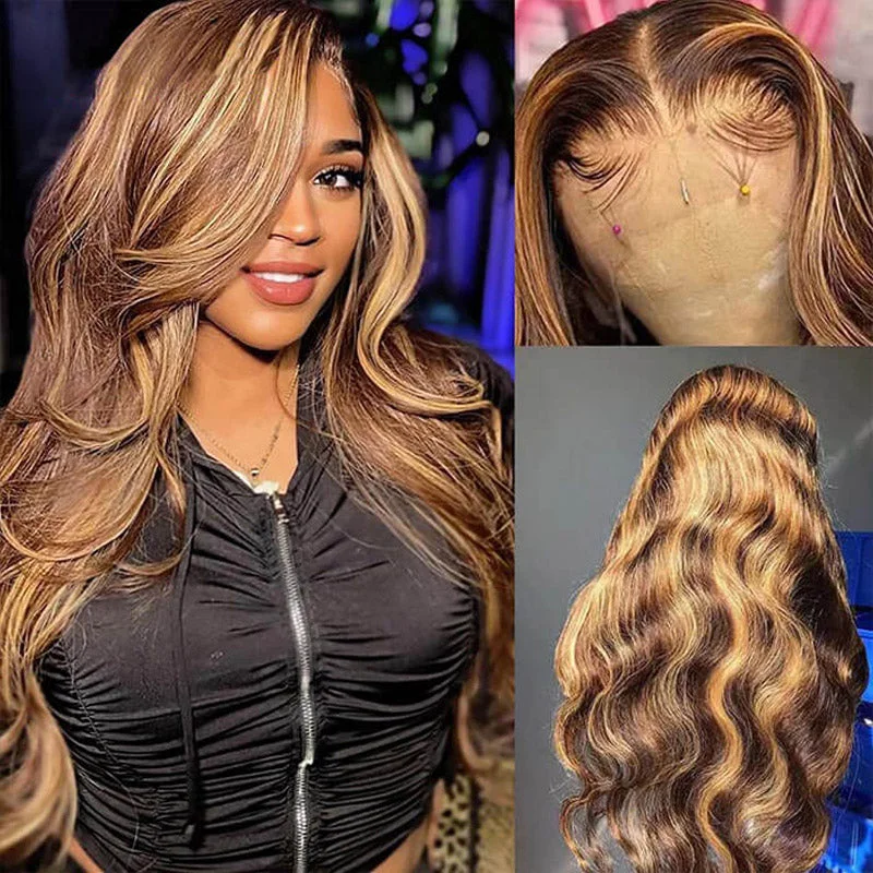 Knot Bleaching #P4/27 Highlight Body Wave Wear & Go 7x5/8x5 Pre Cut Parting Max HD Lace Closure Wigs