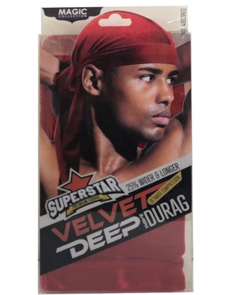 Magic Collection Superstar Velvet Deep Wave Durag 4803 Red