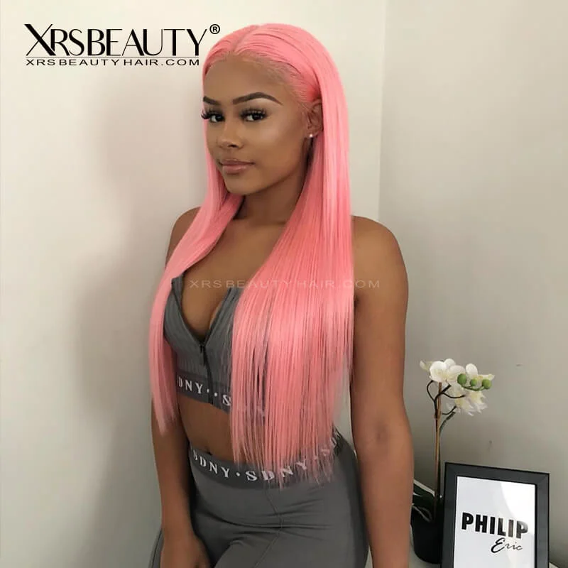 Pink Lace Front Wig 13x4 Transparent Lace Human Hair Wig [CFW15]