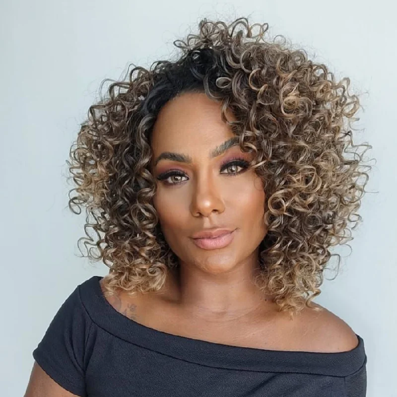 Put on & Go Ombre Light Blonde Short Brazilian Rose Curls Wig