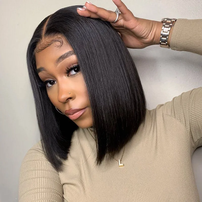 Short Straight Bob Real HD Lace Front Wigs Human Hair Wig