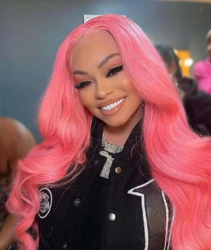 Simidola Pink Color Body Wave Natural Pre-plucked Frontal Wig