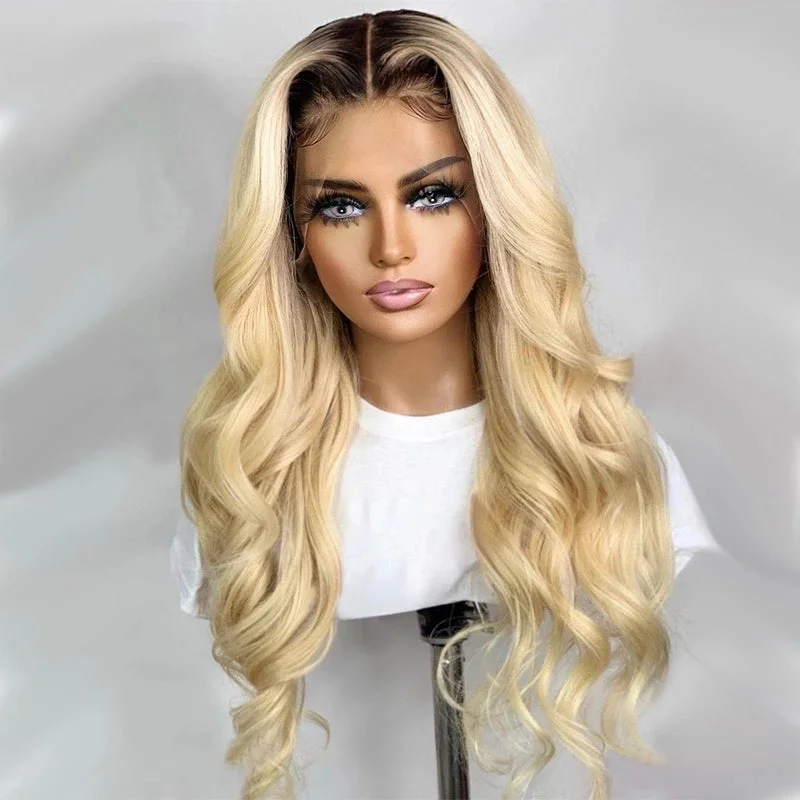 T1B/613 Colored Blonde Wig 13x4/13x6 Dark Roots Ombre Virgin Human Hair Wig