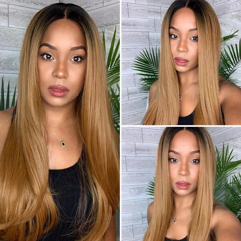 TM1B/30 Color Ombre Human Hair 5x8 Lace Closure Wigs Straight/Body Wave Colored Wigs Pre-Cut 13x4 HD Lace Front Wigs Bleached Knots