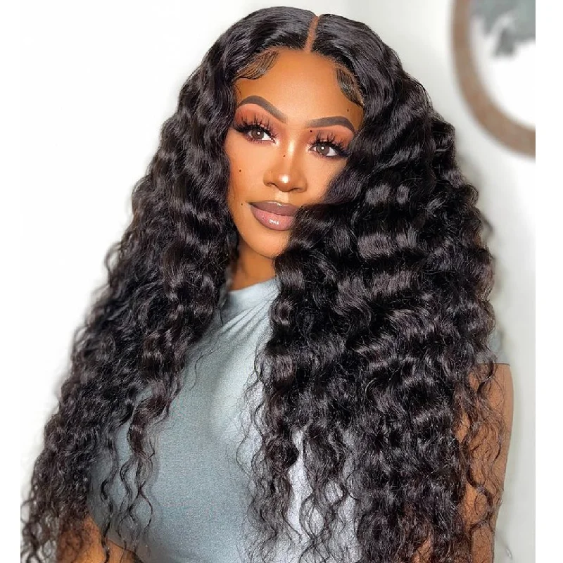 Wear & Go Wigs Upgraded 6x5 Loose Deep Wave Human Hair Wig Pre Bleached Knots Pre Cut Lace Wig