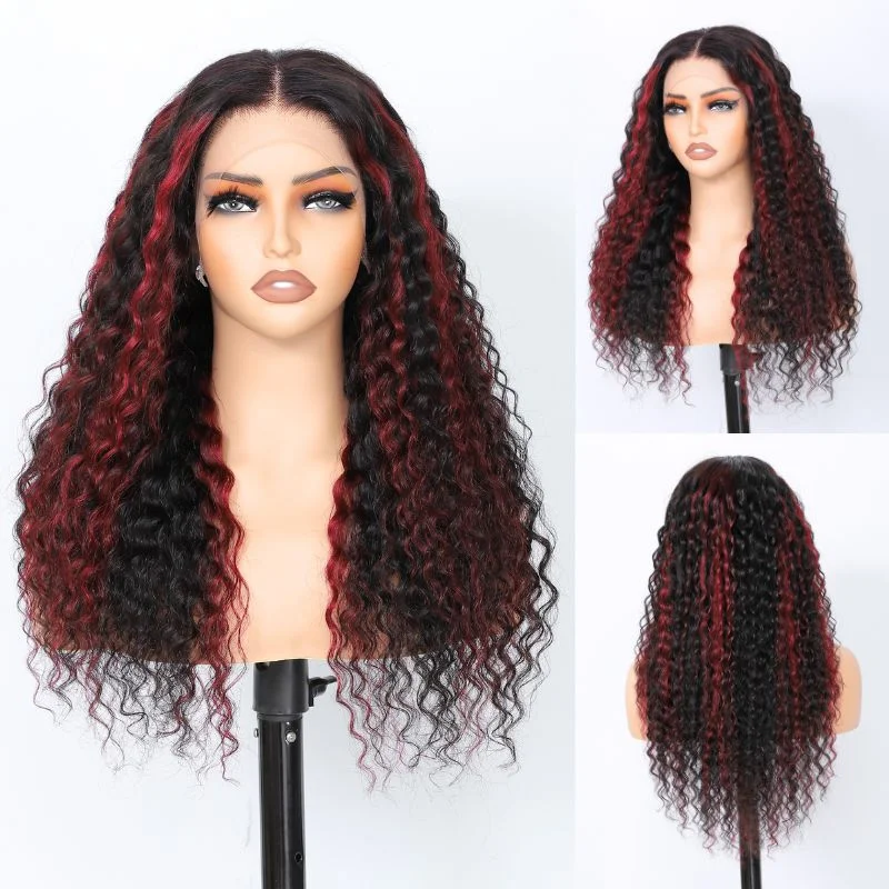 Highlight 13x4 Deep Wave Frontal Wig Brazilian Curly Wigs For Women Human Hair Wigs -Geeta Hair