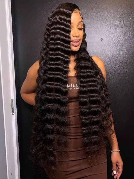 38 40 Inches Long Wig Loose Deep Wave Virgin Human Hair 13x4 Lace Frontal Wigs