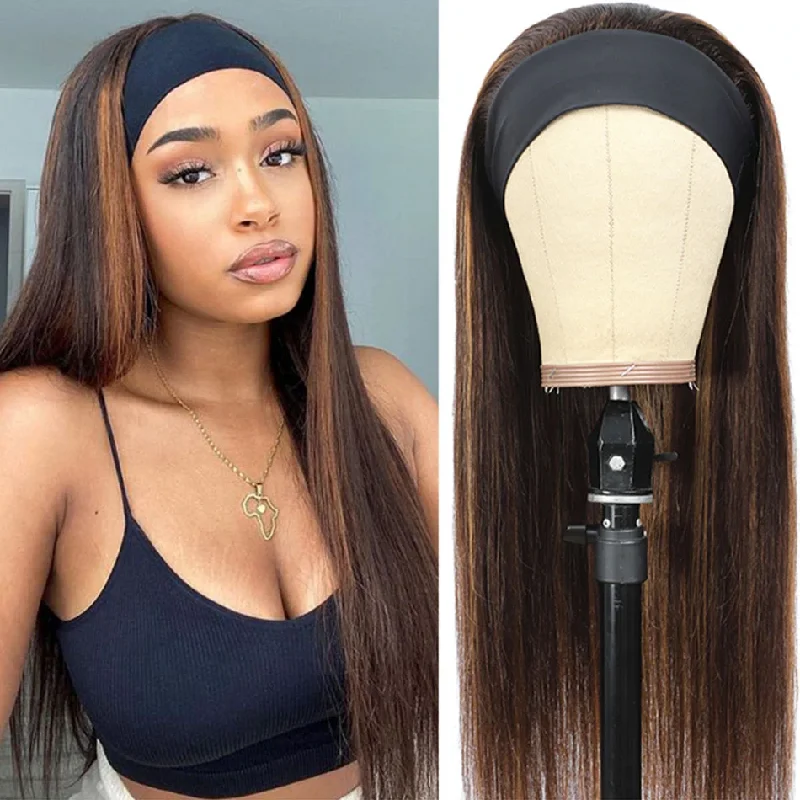 30 inches Ombre P4/30 Highlight Straight Headband Wig Human Hair Wigs For Women