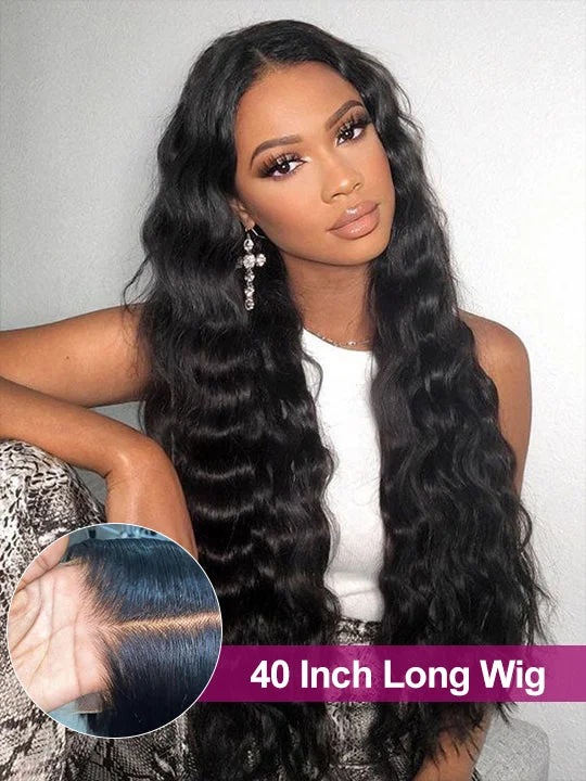 40 Inch 13x6 HD Lace Front Wig Loose Deep Wave Pre Plucked Glueless Long Human Hair Wigs