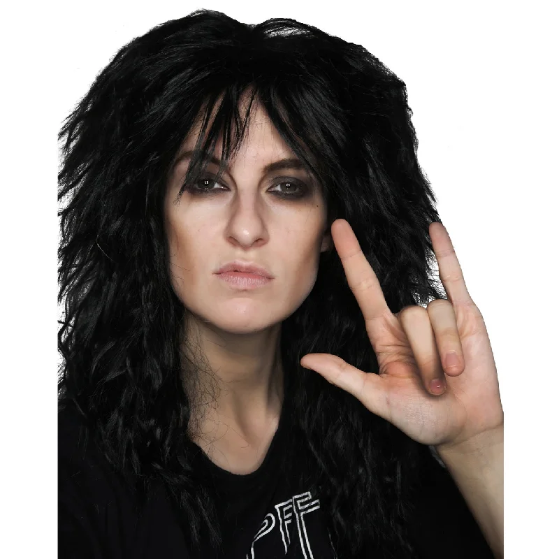 80s Glam Rock God Wig Black