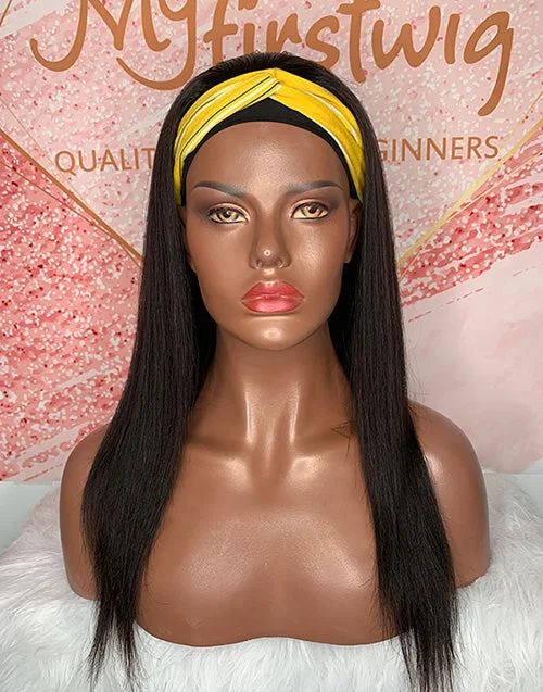 AMBER - HUMAN HAIR SILKY STRAIGHT HEADBAND WIG - HBW008