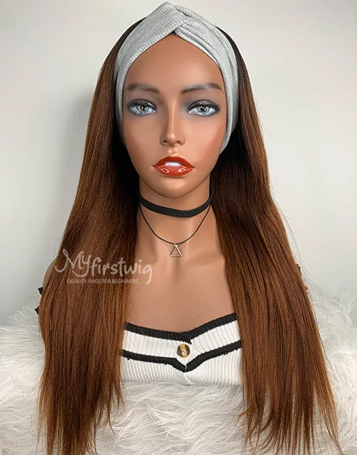 ARIEL - BROWN OMBRE YAKI STRAIGHT HEADBAND WIG - HBW029