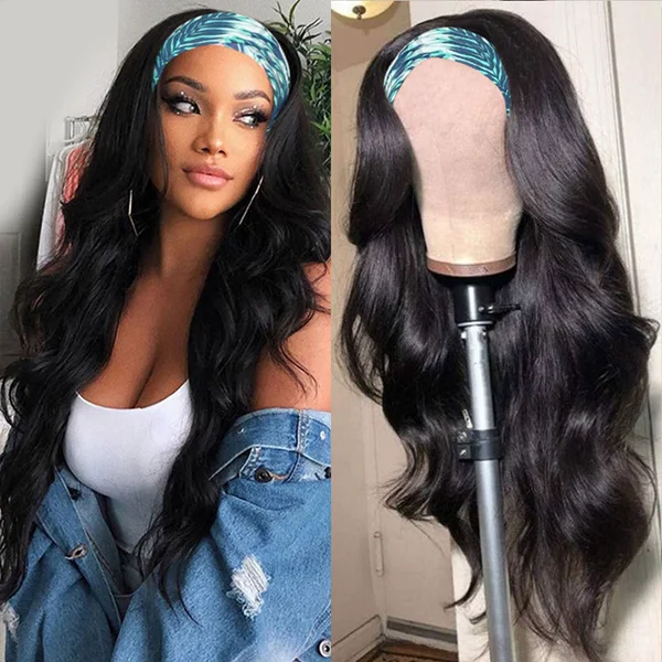 Headband Wigs Body Wave Human Hair Head Scarf Human Hair Wigs