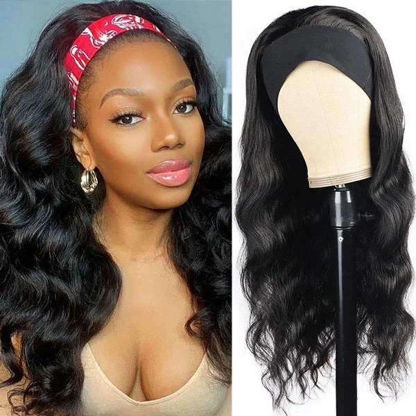 Body Wave Headband Wig Virgin Human Hair Affordable Half Wigs