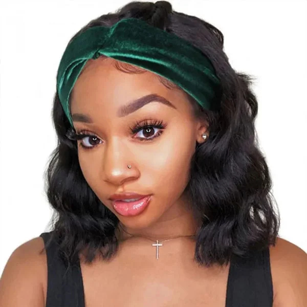 Body Wave Headband Wigs Short Bob Human Hair Wigs 150% Density Full And Thick