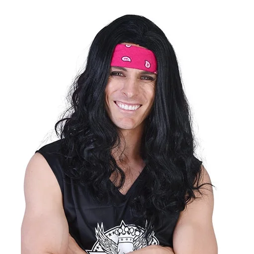 Buy Rocker Ritchie Black Wig and Headband