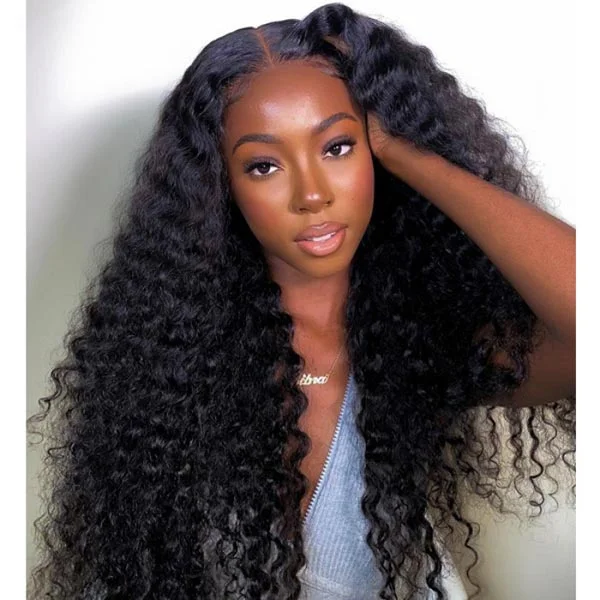 Junoda Hair Deep Wave 5x5 Lace Closure Human Hair Wig Pre Plucked Brizlian Remy 180 Density