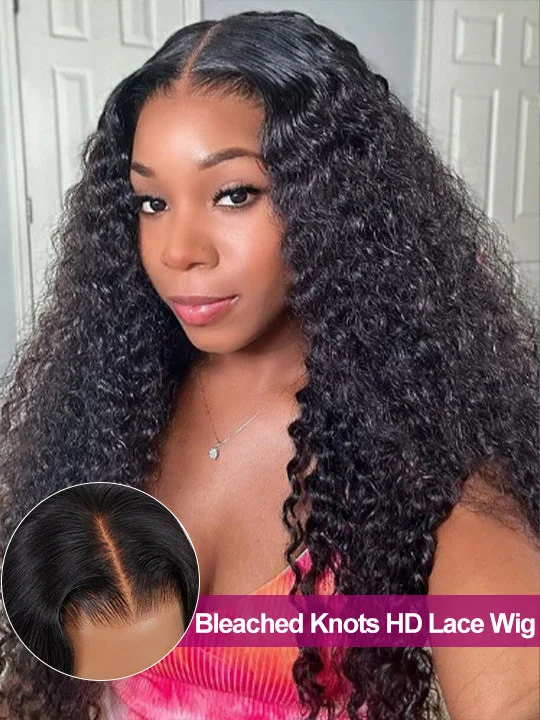 Bleached Knots 5x5 13x4 HD Lace Frontal Wigs Deep Wave Virgin Human Hair Wigs