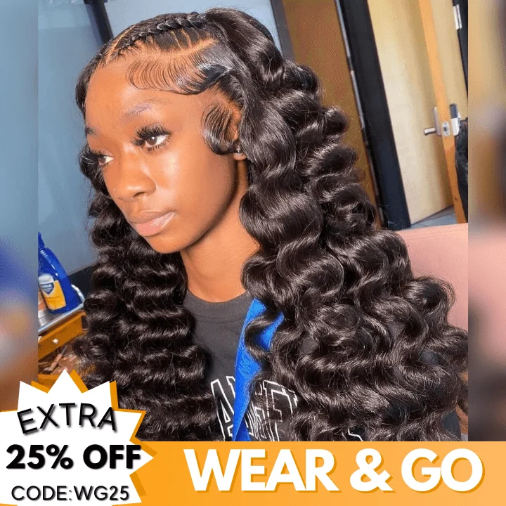 Glueless 13x4/6x4.5 Loose Deep Wave Pre Cut HD Transaparent Lace 100% Virgin Human Hair Wigs With Breathable Wear & Go Pre Plucked Hairline Cap Air Wig-Geeta Hair