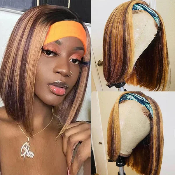 Highlight Headband Wigs Short Bob Wigs Straight bob Wig Glueless Wigs