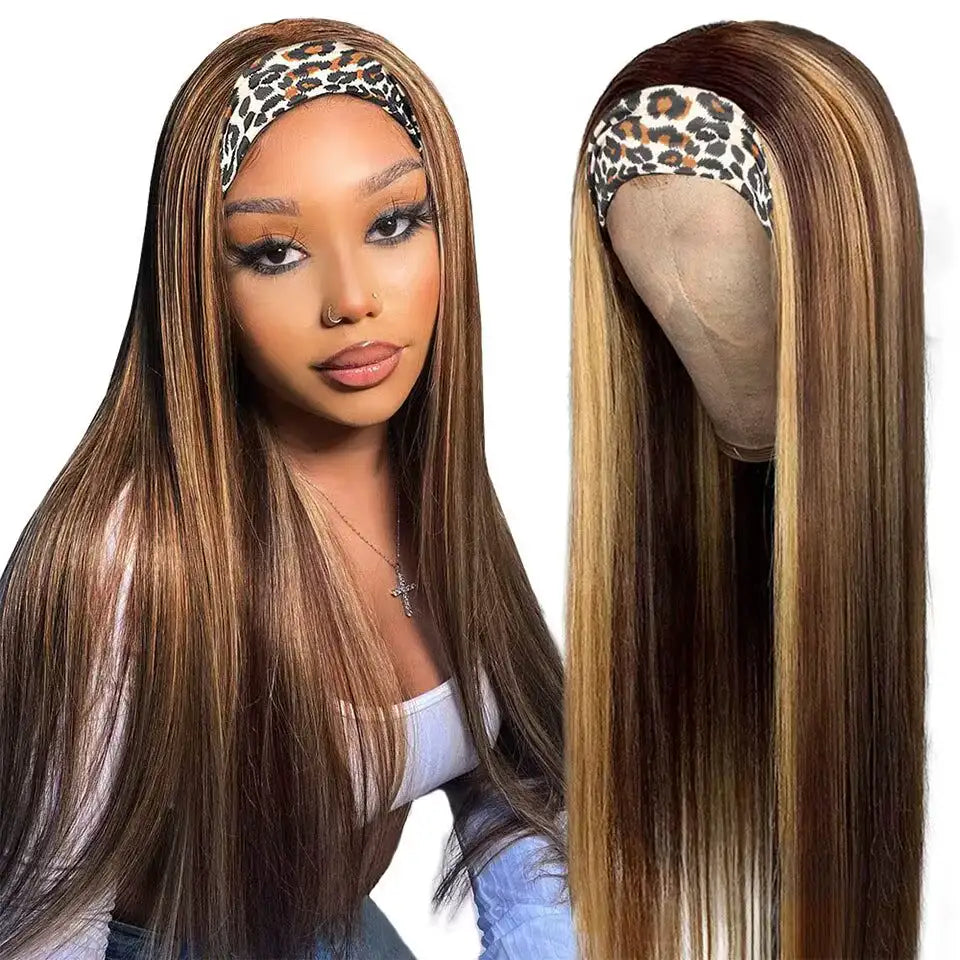 Highlight Piano Color Headband Glueless Wig 180% Brazilian Human Hair Luxurious Customization