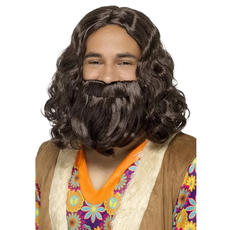 Hippie Wig and Beard Brown