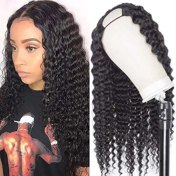 Junoda Quick & Easy Affordable Deep Wave U Part Wig Glueless Human Hair Wig