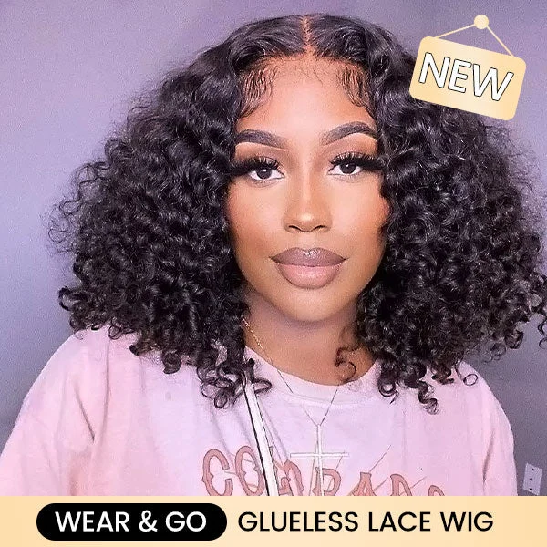 Junoda Wear & Go Deep Wave Bob Wig Pre Cut Lace Quick & Easy Glueless Human Hair Wigs