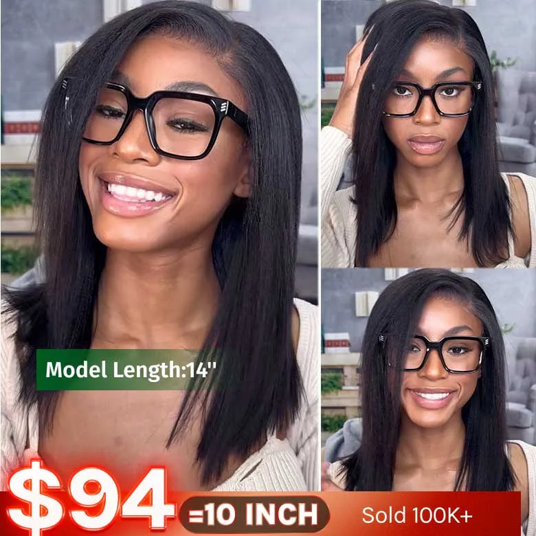 Klaiyi Yaki Straight Put On and Go Glueless Bob Wig 7x5 Pre-Cut Lace Closure Wig Beginner Friendly Flash Sale