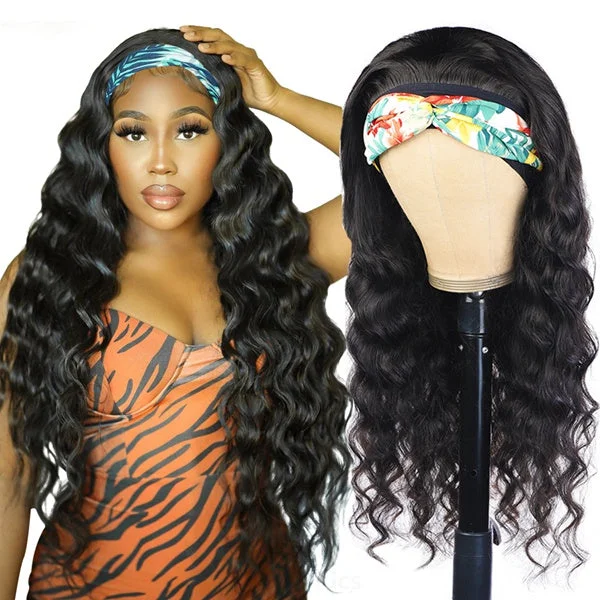 Loose Deep Wave Headband Wigs Glueless Human Hair Wigs for Women