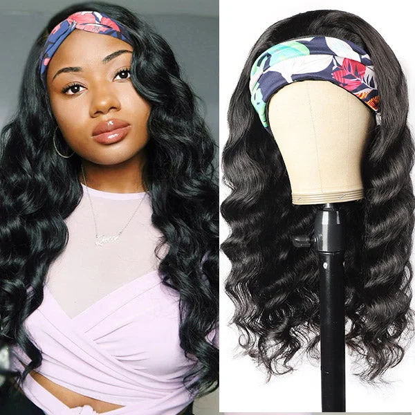 Loose Wave Human Hair Half Wigs with Headband Attached Human Hair Headband Wigs