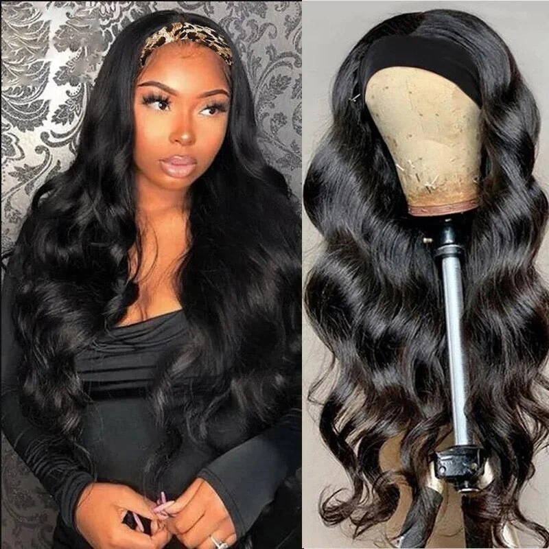 Lumiere Body Wave Headband Human Hair Wig Machine Made Non-Lace