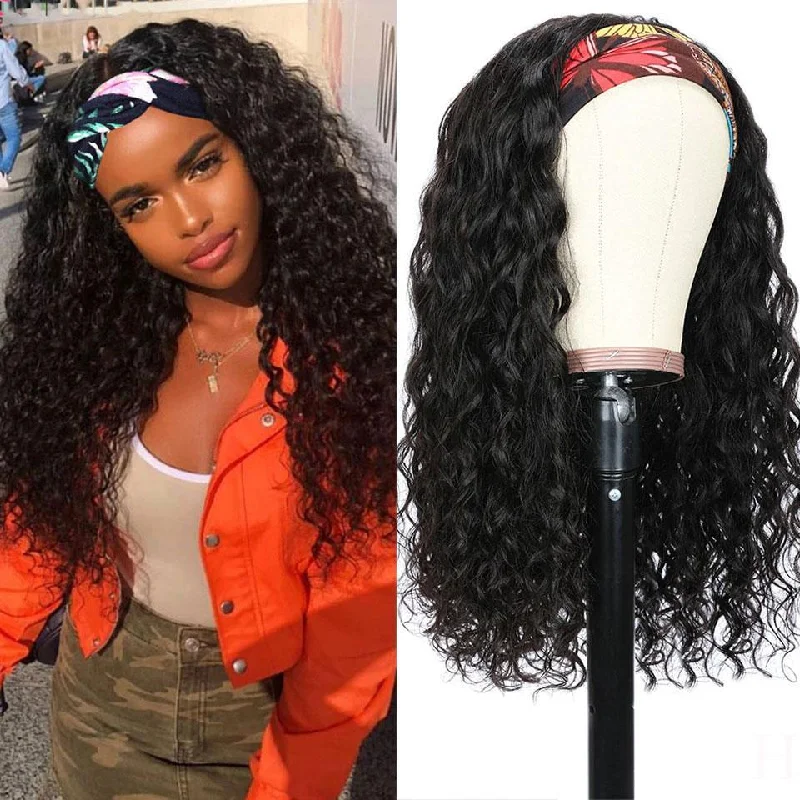 Lumiere Water Wave Headband Human Hair Wig For Black Women