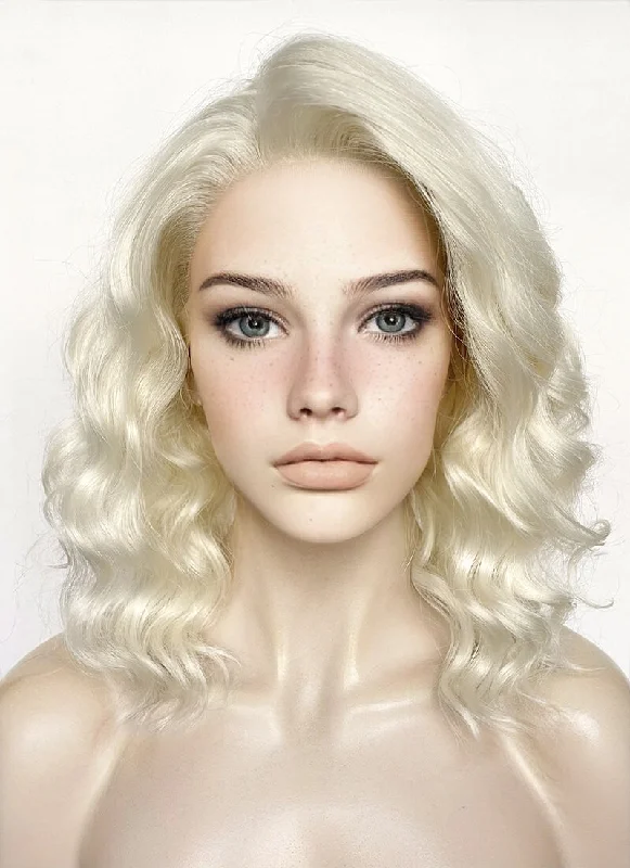 Platinum Blonde Wavy Lace Front Synthetic Wig LW4031