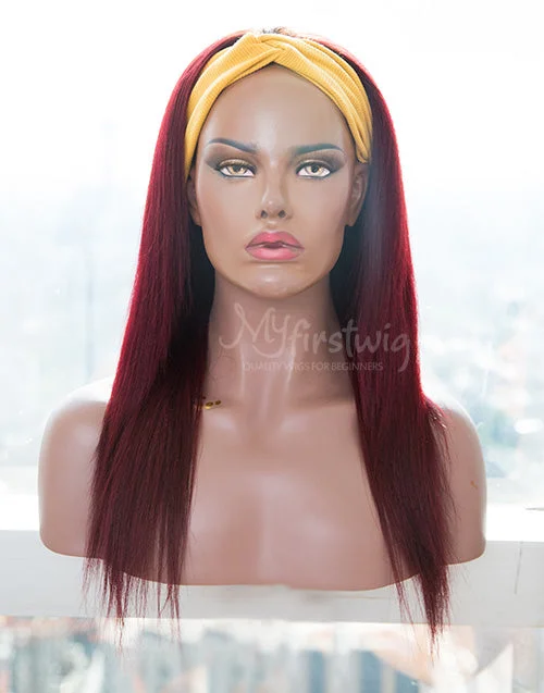 MIA - BURGUNDY HAIR STRAIGHT HEADBAND WIG - HBW004